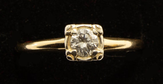 Vintage 14k Engagement .30 Carat Diamond Solitair… - image 1