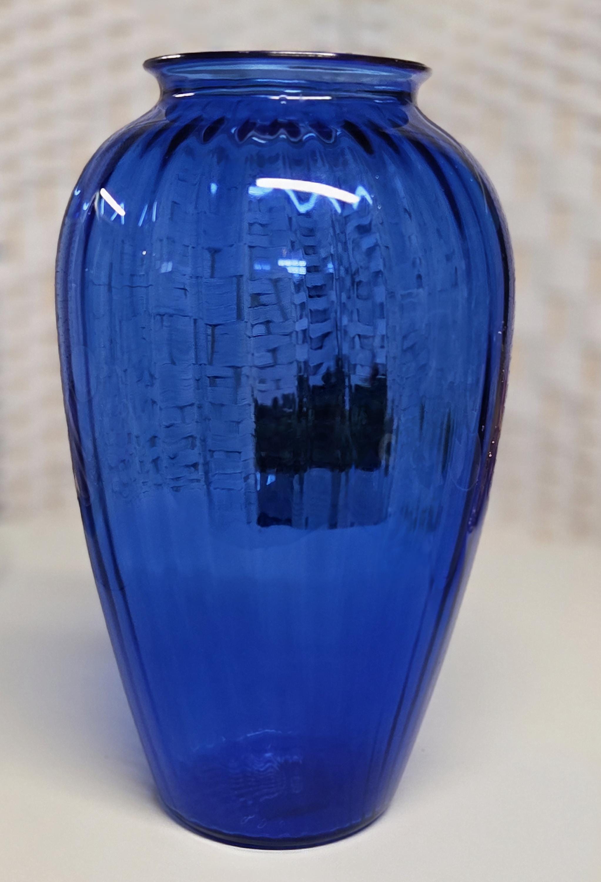 Vintage Blue Glass Flower Vase - Etsy