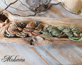 Art Yarn "Lichens and mosses", handspun, hand dyed, wool, lyocell (tencel)