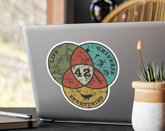 42 Venn Diagram Life Universe Everything Sticker Car Laptop Water Bottle Vinyl Decal Hitchhikers Guide Bumper