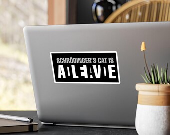 Schrödinger's Cat Optical Illusion Science Physics Laptop Water Bottle Decal, Dead Alive Sticker