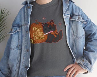 Jesień to moja druga ulubiona koszulka na Halloween z kotkiem na literę F i nożem