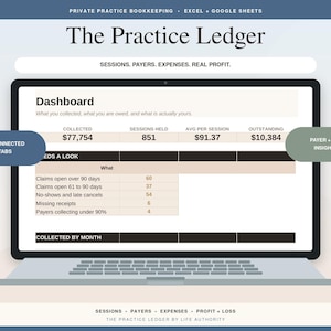 Private Practice Bookkeeping Spreadsheet Therapist Income Expense Insurance Payer Tax Tracker Excel Google Sheets