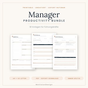 Manager Vorlagen Bundle | 18 Planer Seiten für Führungskräfte | Wochenplan Schichtplan Mitarbeitergespräch | A4 PDF Druckvorlage
