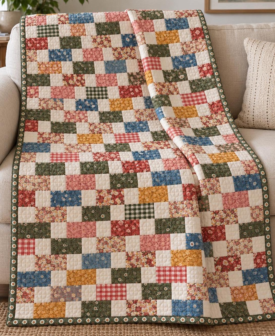 Scrappy Brick Quilt Pattern | 4 Sizes - Etsy