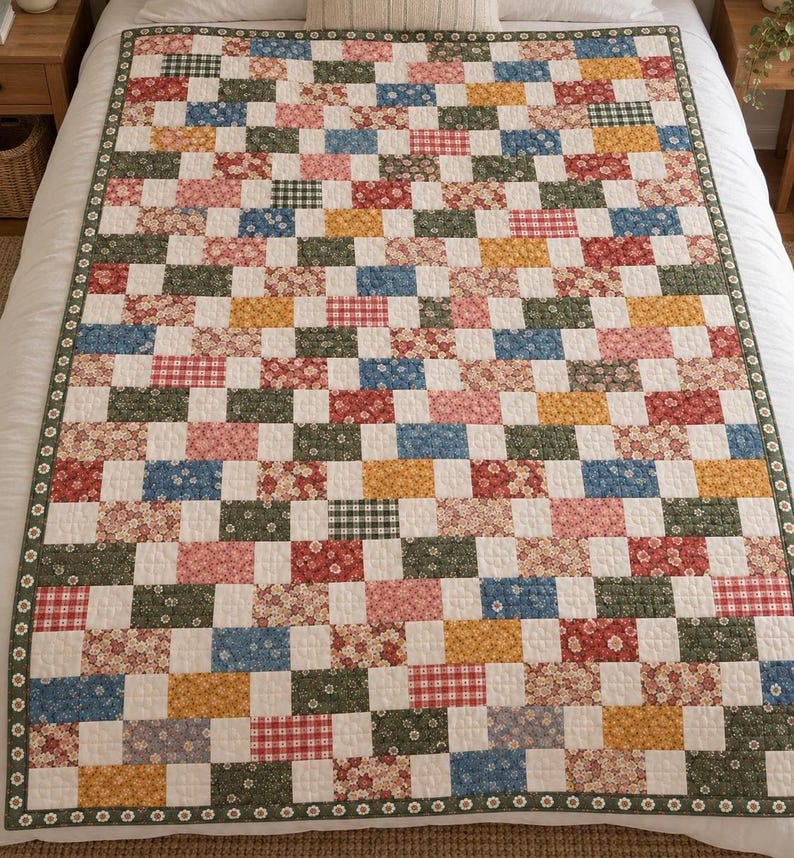 Scrappy Brick Quilt Pattern | 4 Sizes - Etsy
