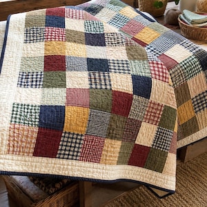 Square Patchwork Quilt Pattern, Cozy Beginner Quilt PDF Tutorial