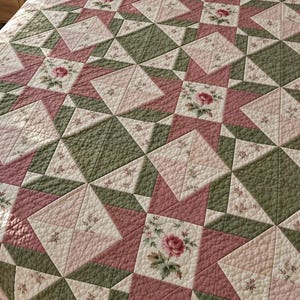 Blommigt vintage-stjärnmönster för quilt, PDF-sömnadsmönster