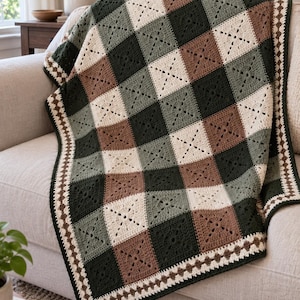 Mönster för virkad filt i PDF-format, Woodland Grandma Square, vintageblommig pläd