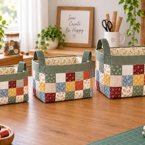 Patchwork Storage Basket Sewing Pattern PDF