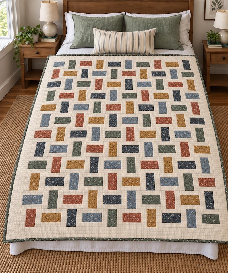Scrappy Brick Quilt Pattern PDF, Beginner Friendly Quilt Pattern - Etsy ...