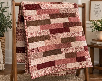 Vintage Scrappy Brick Quilt Pattern, 4 Sizes Included