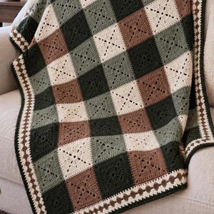 Woodland Granny Square Crochet Blanket Pattern PDF