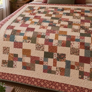 Wzór na kołdrę Vintage Scrappy Disappearing Nine Patch w formacie PDF