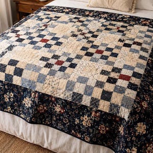Nine Patch Quilt Patroon PDF, Eenvoudig klassiek patchwork, Digitale download