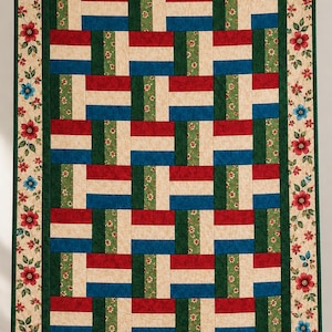 Framed Rail Fence Throw Quilt Pattern PDF
