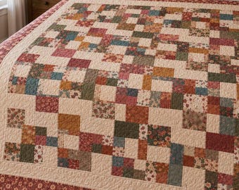 Vintage Scrappy Disappearing Nine Patch Quilt Pattern PDF