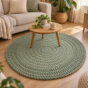 Easy Crochet Circle Rug Pattern, Seamless Floor Mat (PDF)