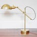 Brass Table Lamp - Scissor Industrial Pharmacy Articulating  - Vintage Brass Lamp Style - Parabolic Shade 