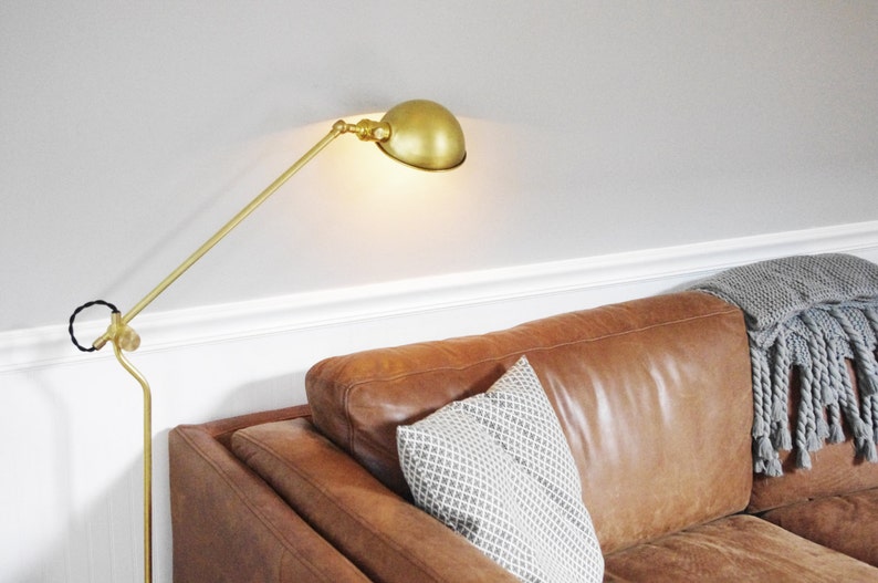 Brass Floor Lamp Scissor Industrial Pharmacy Articulating Etsy