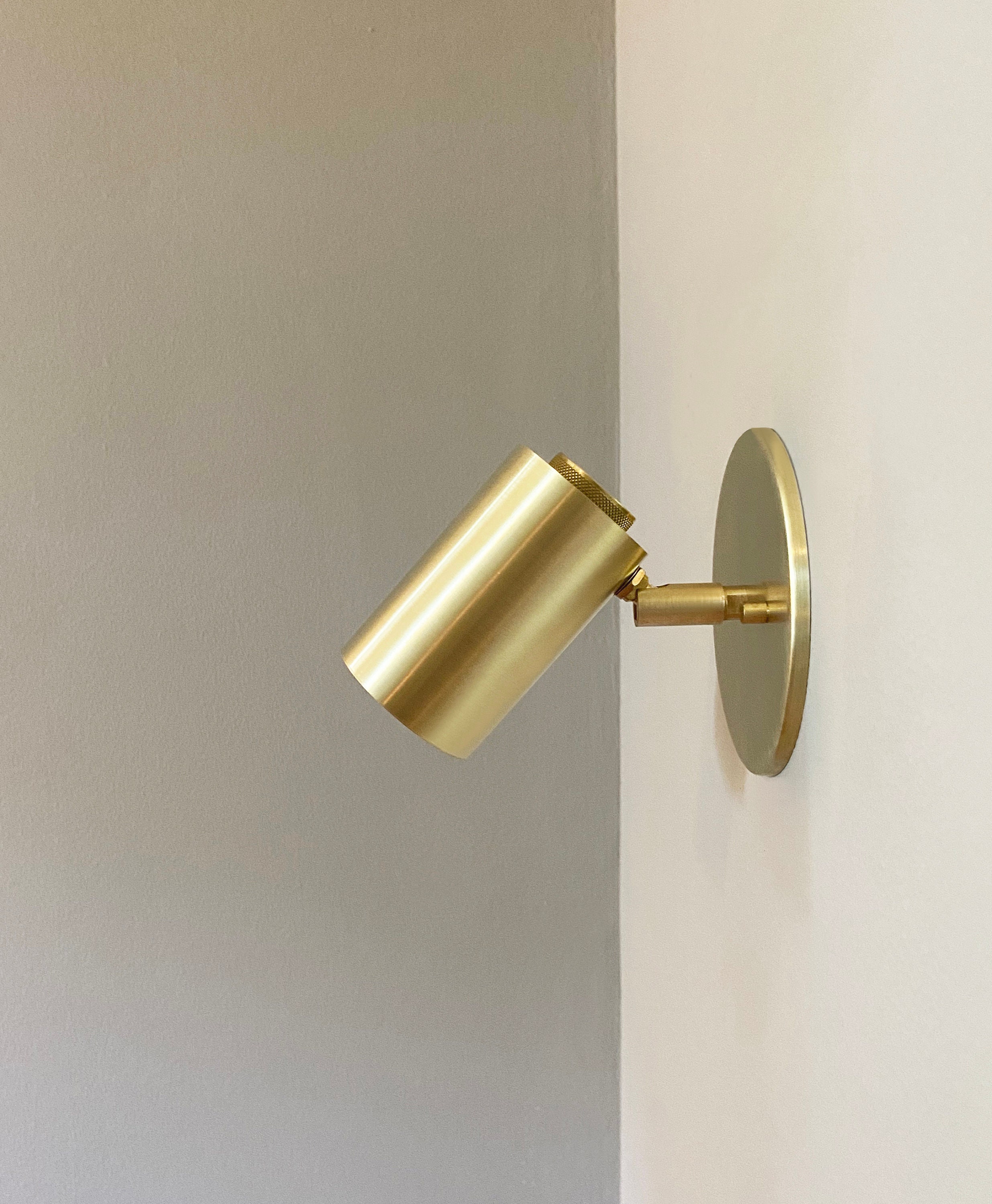 Brass Cylinder Wall Sconce Light - Mid-Century Style Minimal Solid Brass  Cylinder Light - Brass Wall Sconce