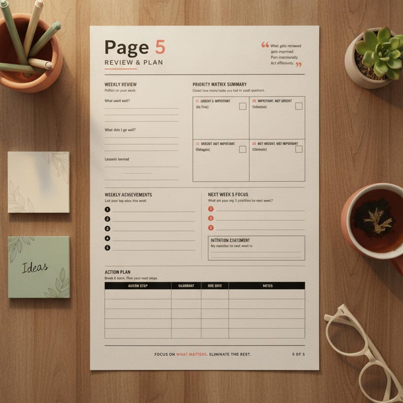 Priority Matrix Worksheet Printable, Urgent Vs Important Task Organizer ...