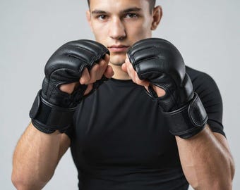 Handgefertigte MMA-Handschuhe aus Leder für Herren | Box- und Grappling-Trainingshandschuhe | Kampfsportausrüstung | Langlebiges Geschenk für ihn | Kampfsportausrüstung