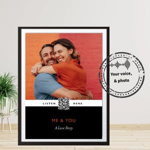 Custom Photo and Voice Print with Scannable QR Code Audio: Book Lover Gifts