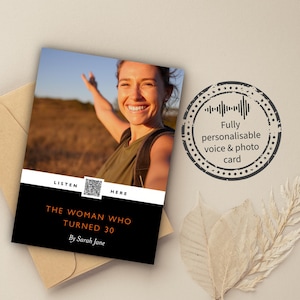 Voice 30th Birthday Card with a Classic Book Cover Design (Scannable QR Code)