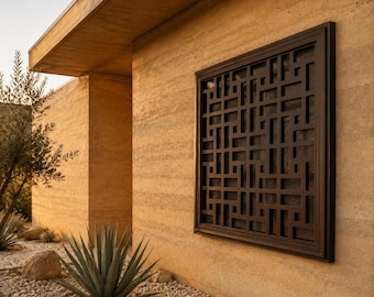 Geometric Lattice Steel Window Guard, Custom Decorative Security Grille