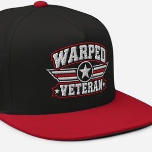 Warped Veteran Flat Bill Cap | 90s Pop Punk Nostalgia Hat, Emo Punk Rock Festival