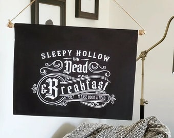 Handmade "Sleepy Hollow Inn - Dead & Breakfast" Halloween Sign - Handmade Halloween Wall Banner - Halloween Door Decor