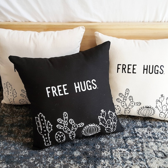 Handmade Amanda Serra Designs FREE HUGS Cactus Pillow - Handmade Custom Throw Pillow - Cactus Pillow