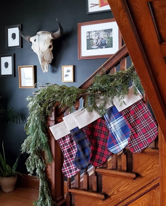 Handmade Plaid Christmas Stocking - Custom Christmas Stockings - Handmade Flannel Christmas Stockings