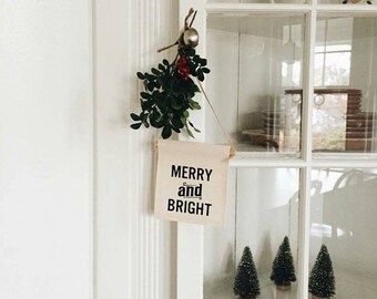 Handmade "Merry and Bright" Wall Hanging - Custom Wall Banner - Fabric Custom Wall Hanging - Christmas Banner - Christmas Wall Decor