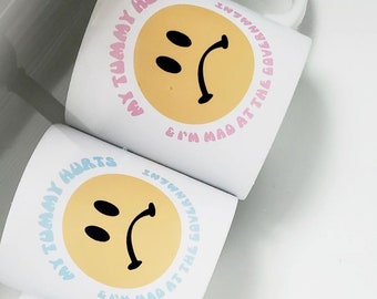 Handmade Amanda Serra Designs "My Tummy Hurts" Coffee Mug - "I'm Mad At The Government" Coffee Cup - Handmade Feminist Mug