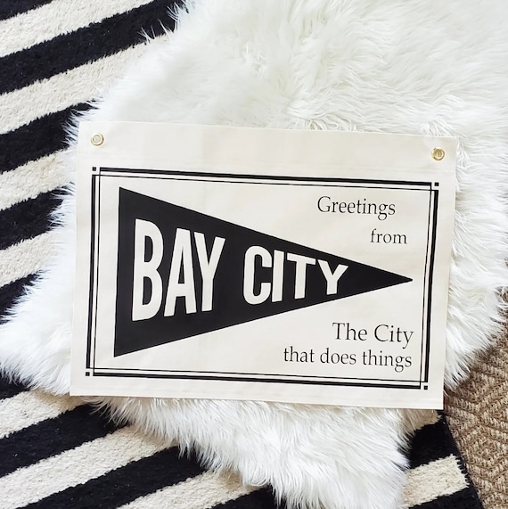 Handmade Bay City Postcard Banner - Custom City Banner - Handmade Custom City Banner