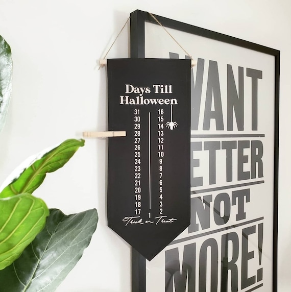 Handmade Halloween Advent Calendar Banner - Handmade Halloween Countdown Sign - Custom Halloween Wall Banner