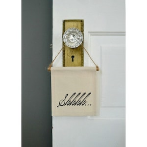 Handmade &quot;Shhhh&quot; Mini Banner - Quiet Doorhang - Quiet Wall Hanging - Nursery Decor - Mini Banner