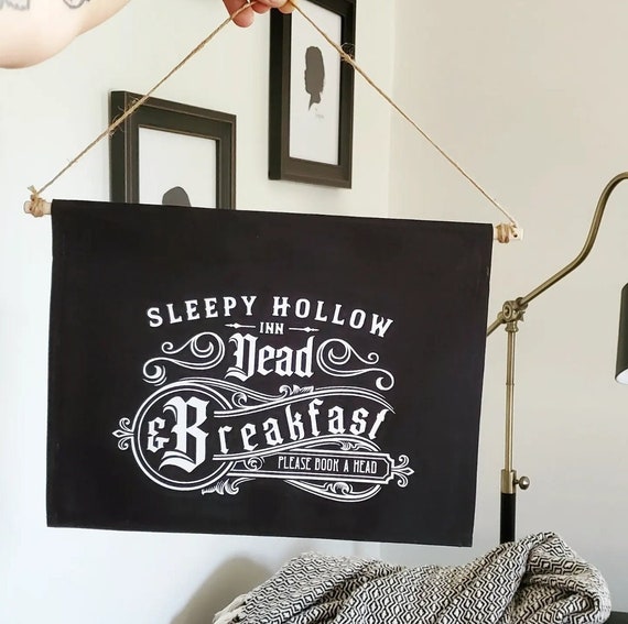 Handmade "Sleepy Hollow Inn - Dead & Breakfast" Halloween Sign - Handmade Halloween Wall Banner - Halloween Door Decor