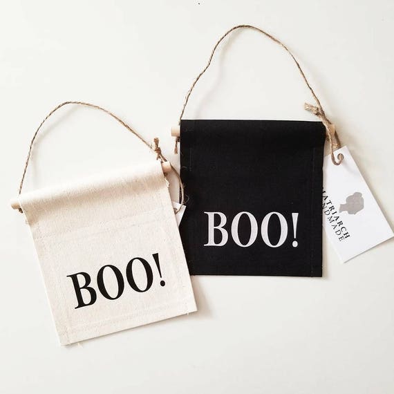 Handmade Mini Halloween "Boo!" Banner - Handmade Halloween Banner - Mini Halloween Doorhang