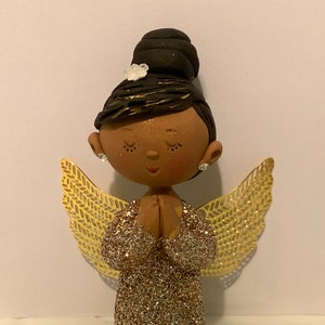 African American Angel,Custom Angel ornament,polymer clay ornaments,African American Angel,handmade Christmas