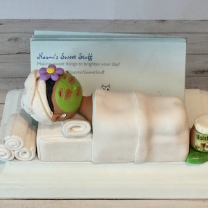 Polymer clay business card holder, Spa business card holder,massage oil,business card holder,cell phone holder, spa rocks, massage therapist