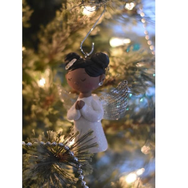 African American Angel ,Custom Angel ornament,polymer clay ornaments,African American Angel,handmade clay Angel,Christmas