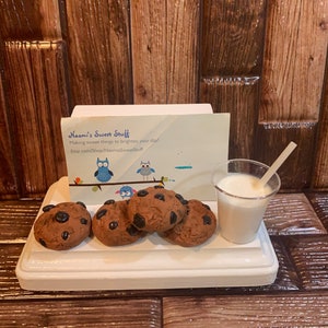 Koekje van polymeerklei Visitekaarthouder, snoep, cakepops, chocolade, snoepwinkelkaarthouder, chocoladekoekjes, cupcakes, cakebakker, melk