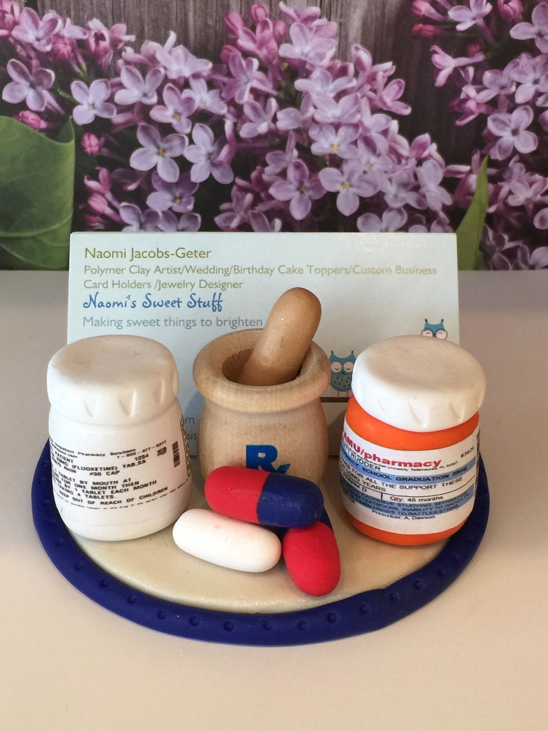 Polymer Clay Business Card Holderpharmacist Business Card Etsy