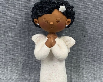 African American Angel,Custom Angel ornament,polymer clay ornaments,African American Angel,handmade clay Angel