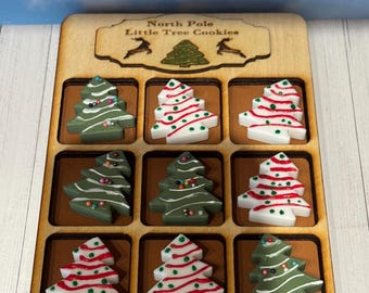 Tic tac toe game little tree cookies fun gifts children board games toys Christmas, Birthday,holidays,kids