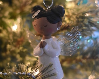African American Angel Angel,Custom Angel ornament,polymer clay ornaments,African American Angel,handmade clay Angel,Christmas
