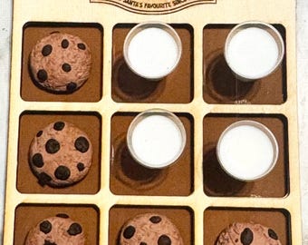 Tic tac toe game milk and cookies fun gifts children board games toys Christmas, Birthday,holidays,kids